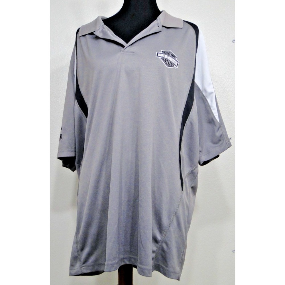 Harley Davidson Motorcycles Polo Shirt Gray and White Men's Size‎ 2XL